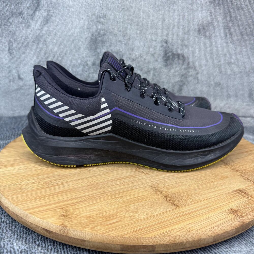 Nike Shield Run Utility Shoes Womens Size 7.5 Black Purple Yellow BQ3191-002